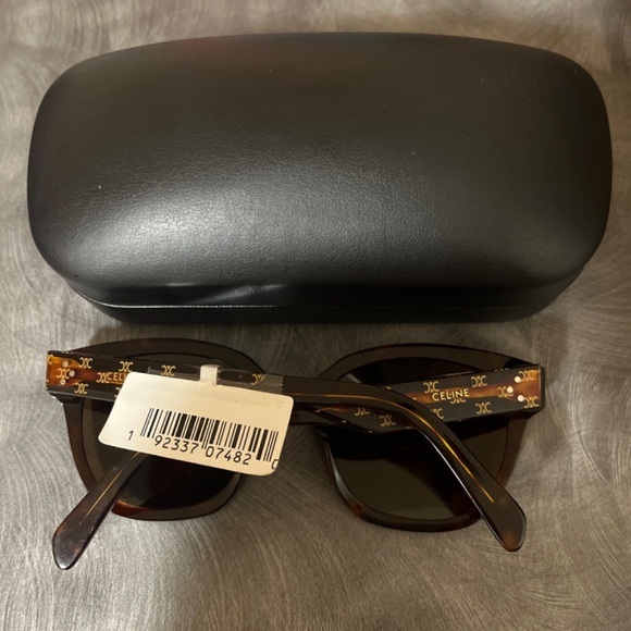 CELINE Square S167 Triomphe Logo Sunglasses in Dark Havana CL40167I - Picture 3 of 7